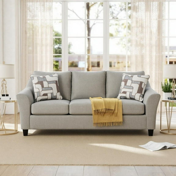 Roundhill Furniture Elaris Contemporary Flared Arm Sofa with Soft Chenille Upholstery, Taupe