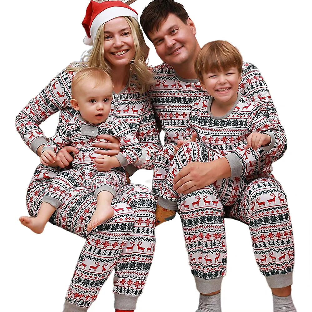Christmas Family Matching Elk Pajama Set Sleepwear Dad Mom Children Children Casual Christmas Pajamas Casual Wear