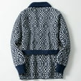 thumbnail image 3 of Oplxuo Men's Retro Diamond Pattern Cardigan Sweater Shawl Collar Long Sleeve Belted Knit Sweaters Outerwear, 3 of 7