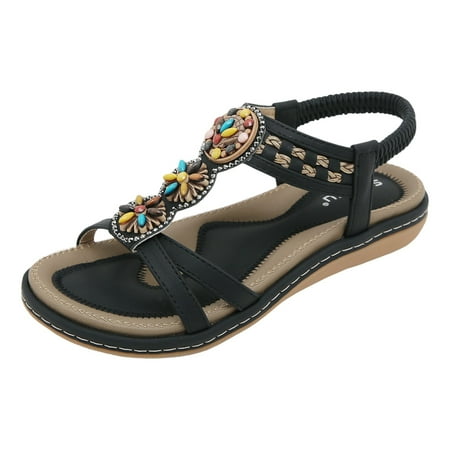 

PMUYBHF Female Womens Sandals Size 10 Bare Trap Women Clip Toe Sandals Crystal Jelly Beach Flip Flops Female Students Korean Fashion Wear Summer Flat Sandals Black 42