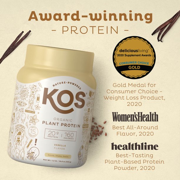 Buy KOS Organic Plant Based Protein Powder, Vanilla Delicious Vegan
