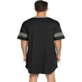 thumbnail image 3 of Men Summer Short Sleeve Pajamas V Neck Stripe Irregular Hem Long Sleepshirts, 3 of 5