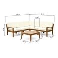 thumbnail image 3 of GDF Studio Parma Outdoor Acacia Wood 5 Seater Sectional Sofa Set, Teak and Beige, 3 of 9