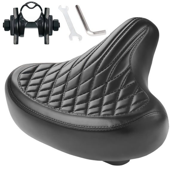 Wide Bike Seat for Men and Women, Waterproof Bicycle Seat Replacement, Oversized Soft Padded Bike Seat Cushion for Cruiser Bikes, City Bikes, E-Bikes and Indoor Exercise Bikes