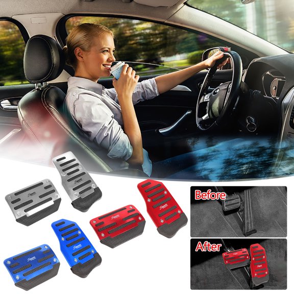 2PCS Car Non-Slip Aluminum Alloy Pedal Pads, Anti-rubbing Car Clutch Pedal Kits Suitable for Car SUV ATV, Manual Transmission Brake Pedal Covers, Sports Gas Fuel Petrol Clutch Foot Pedals