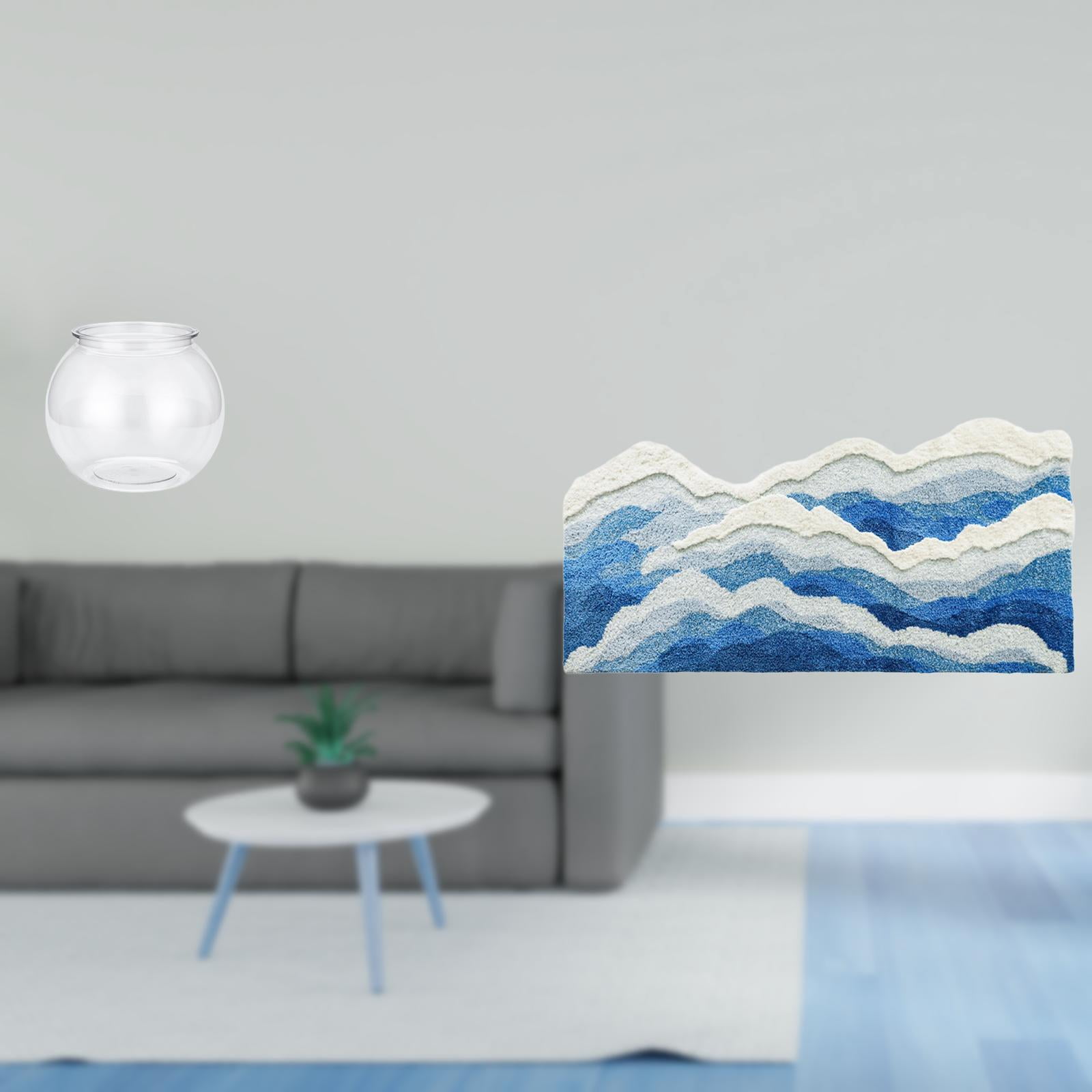 CarpNettore Transparent Fish Tank Rug Small Round Aquarium Bowl Vase for Office Home Decor Non Slip Carpet Nursery Ocean Entrance Bedroom