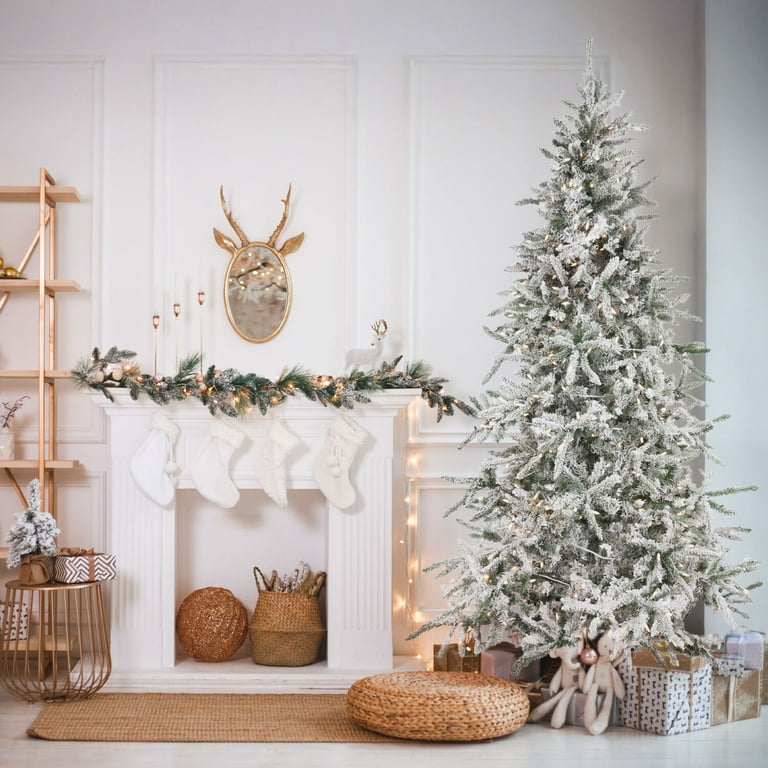 Fraser Hill Farm 10-Ft Flocked Mountain Pine Artificial Christmas