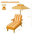 thumbnail image 2 of Topbuy Kids Patio Chaise Lounge Wooden Recliner w/Detachable Umbrella & Cushion Suitable for 3-8 Ages, 2 of 8