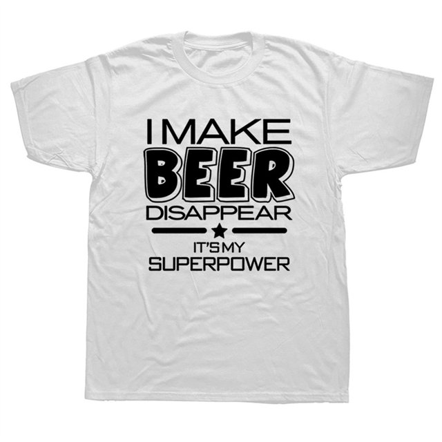 Camisetas de algodón con estampado divertido de cerveza ropa de calle de manga corta con cuello redondo Harajuku Unisex Ruso