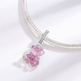 thumbnail image 3 of 925 Sterling Silver Sparkling Pink Bear Dangle Charm for Bracelet Charms Bangle Pendant Jewelry, 3 of 4