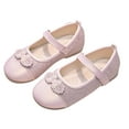 thumbnail image 2 of YYUIJK Girls Mary Jane Dress Shoes for Toddler Heart Rhinestone Front Bow Ballerina Flat (Toddler/Little Kid) Pink 10 Toddler, 2 of 6