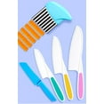 thumbnail image 4 of 5 Pcs Kids Knife Set, Kids Safe Cooking Knives, Nylon Kids Kitchen Knife with Crinkle Cutter, Serrated Edges Plastic Toddler Knife Kids Knives for Real Cooking & Cutting Fruit, Bread, Lettuce, Type 3, 4 of 5