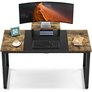 Yaheetech 55-inch Home Office Computer Desk with Movable Monitor Stand,Rustic Brown