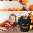thumbnail image 2 of Halloween Trick or Treat Bags - Cute Candy Buckets & Tote Candy Bags with Handle for Halloween Parties, Black, 2 of 5