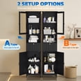 thumbnail image 6 of SUNCROWN 63" H Narrow Bathroom Storage Cabinet with Drawer & Adjustable Shelves, Freestanding Linen Tower with Glass & Solid Doors, Anti-Tip Safety Device, Black﻿, 6 of 9
