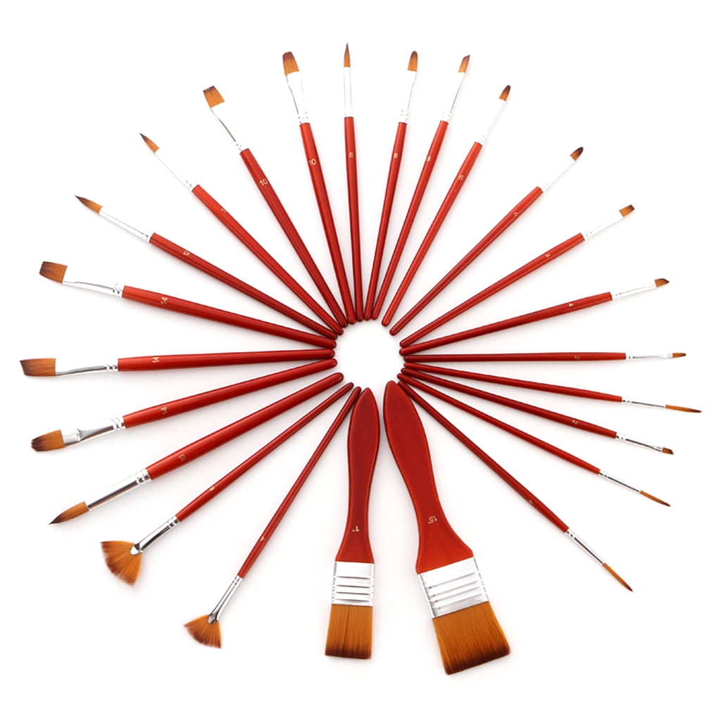 ZPAQI Pack of 24 Multi-in-1 Flat Head Paint Brush Set Gouache Acrylic Paint Brush Set