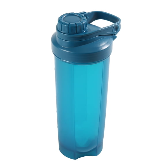 Mainstays 24oz Shaker Cup and Gym Water Bottle, Blue, with Twist on Lid and Ball, Plastic