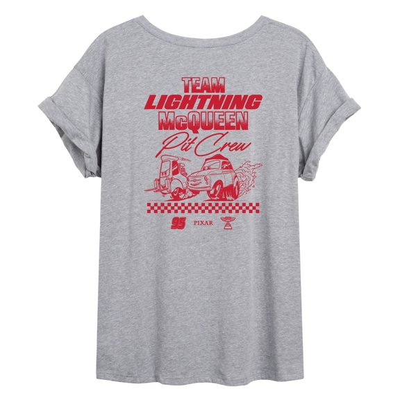 Disney - Team Lightning Mcqueen Pit Crew - Women's Oversized Graphic T-Shirt