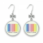 Rainbow Colorful Equal Consultation Bow Earrings Drop Stud Pierced Hook