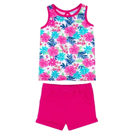 Little Star 100% Organic Cotton 2-Piece Toddler Girl Tank Top and Short Set