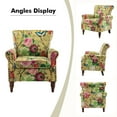 thumbnail image 5 of Upholstered Wingback Armchair Removable Cushion Floral Sofa Home Accent Chair Couch Wood Legs Nailhead Trim, 5 of 6