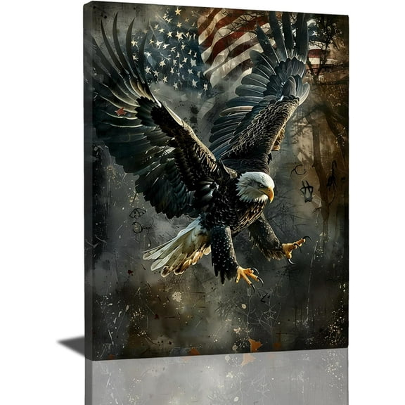 AVOI Vintage Eagle Canvas Print Wall Art for Living Room, Bedroom, Bathroom, Office, Kitchen, Dining Room Frame: 12x12in