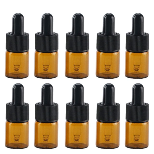 Guardurnaity 20x goteros de vidrio ecológicos marrones, contenedor de aceite esencial recargable y fácil de limpiar Cuentagotas de vidrio y botellas 5ml