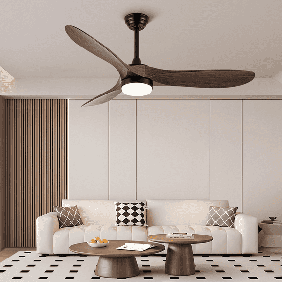 Ceiling Fan with Light, 52 inch Ceiling Fan with Light and Remote Control, Reversible, Dimmable, Noiseless Woodgrain Ceiling Fan for Living Room & Bedroom & Outdoor