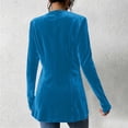 thumbnail image 5 of Yyeselk Women Open Front Velour Cardigan Coat Long Sleeve Button Down Tunic Blazer Cardigans Slim Fit Trendy Elegant Outerwear Blue M, 5 of 6