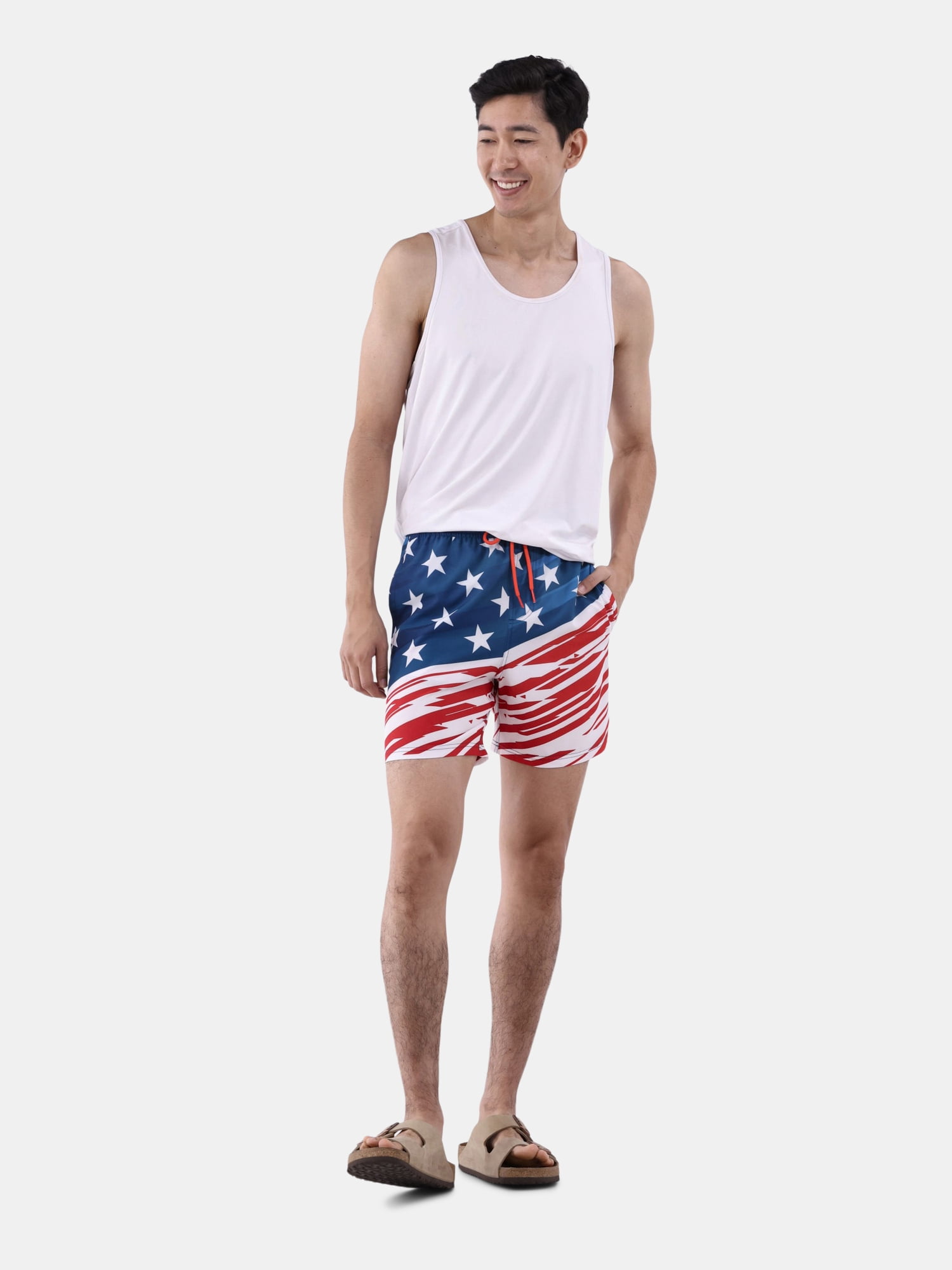 Americana Diagonal Men's and Men's Big & Tall Graphic Swim Shorts, Sizes S-3XL
