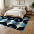 thumbnail image 3 of ODIKA 6'x9' Washable Area Rug Abstract Soundwave Vintage Record Icons Minimalist Vinyl Music Refined for Family Room, Living Room, Master Bedroom, Non-Slip, Easy Care, 3 of 7