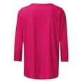thumbnail image 4 of Timegard Womens Tops Summer Crewneck 3/4 Sleeve Comfy Solid Color Basic Tshirts Casual Loose Tops Blouses, 4 of 5