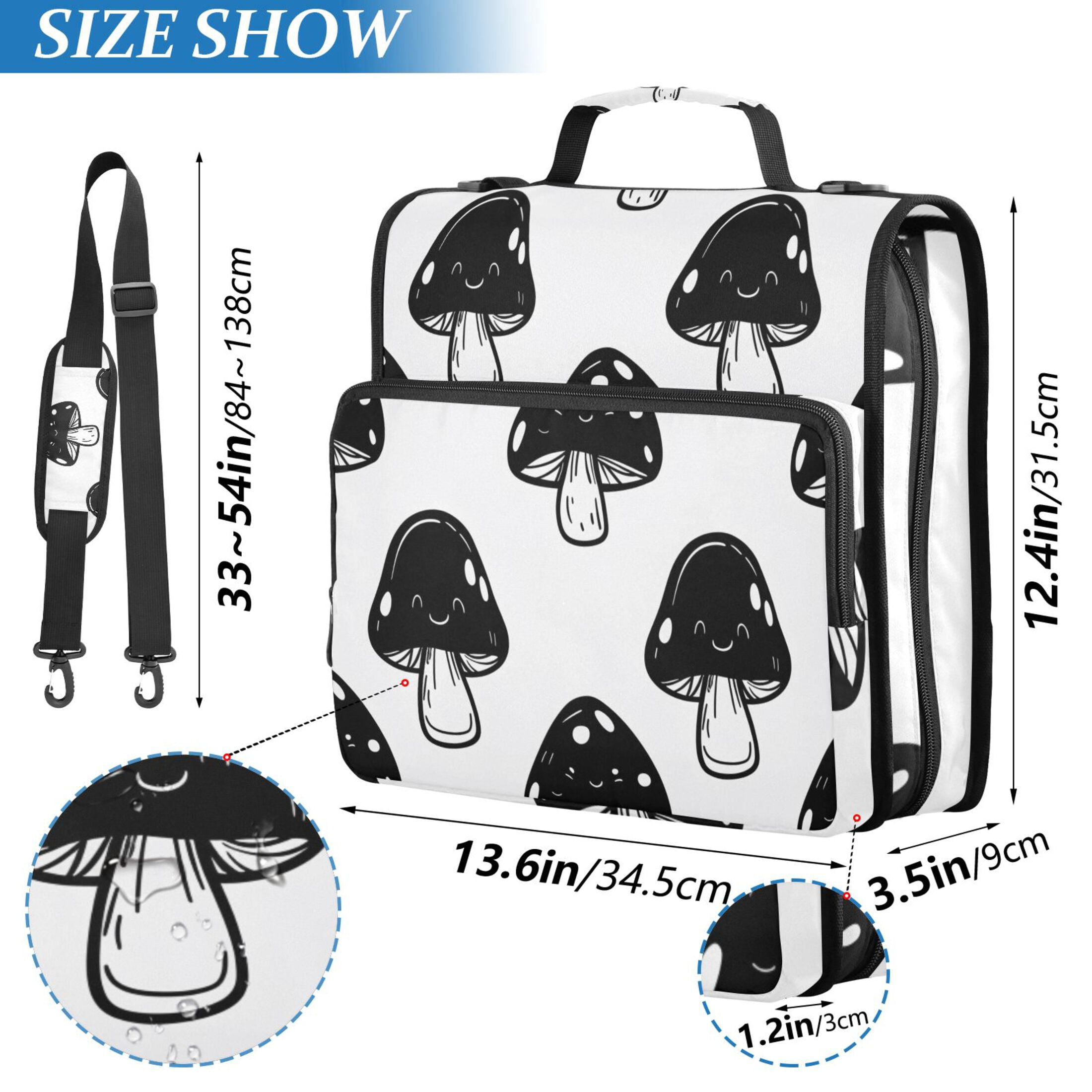 ALAZA Zipper Binder Black Mushrooms 3 Ring Trapper Keeper File Folder Organizer Bag