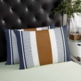 thumbnail image 4 of Modern Brown Blue Throw Pillow Covers, Boho Contemporary Geometric Striped Soft Breathable Pillow Cases with Zipper for Sleeping, Queen Size Pillowcases for Couch Bed Sofa Chair 20x30 Inches, 4 of 6