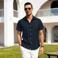 thumbnail image 4 of HAOMEILI Men's Casual Button Down Shirts Short Sleeve Linen Shirts Summer Beach Dress Shirt, 4 of 7
