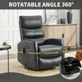 thumbnail image 2 of Leumius Manual Recliner Chair with Massage and Heat for Adult,360° Swivel Rocker Chair with Ergonomic High Backrest,Glider Recliner Nursery Chair with Side Pockets for Living Room,Black PU, 2 of 7