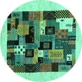 thumbnail image 1 of Ahgly Company Indoor Round Abstract Turquoise Blue Contemporary Area Rugs, 8' Round, 1 of 4