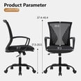 thumbnail image 3 of Office Chair Desk Chair Computer Chair Ergonomic Chair Adjustable Executive Mesh Mid Back with 360 Degree Swivel Wheels Lumbar Support Armrest (Black), 3 of 14