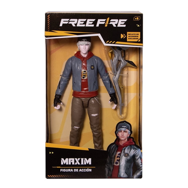 Figura de acción Free Fire, Maxim con arma, para niños. 30 cm de alto. Marca Ruz.