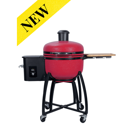 HR Kamado Smoker Ceramic Pellet Grill 24 inch Cherry Red