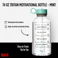 thumbnail image 2 of Byo 74 Oz Tritan Motivational Bottle with Straw (Mint) - BPA-Free & Leakproof with Wide Mouth, Carry Handle Lid, Dishwasher Safe - Hydration Tracker for Gym, Fitness, Healthy Lifestyle, 2 of 7