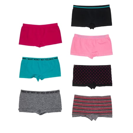 White Ivy 7 Pack Womens Boy Shorts Underwear, Assorted Booty Short Cut Boyshort Panties (Large)