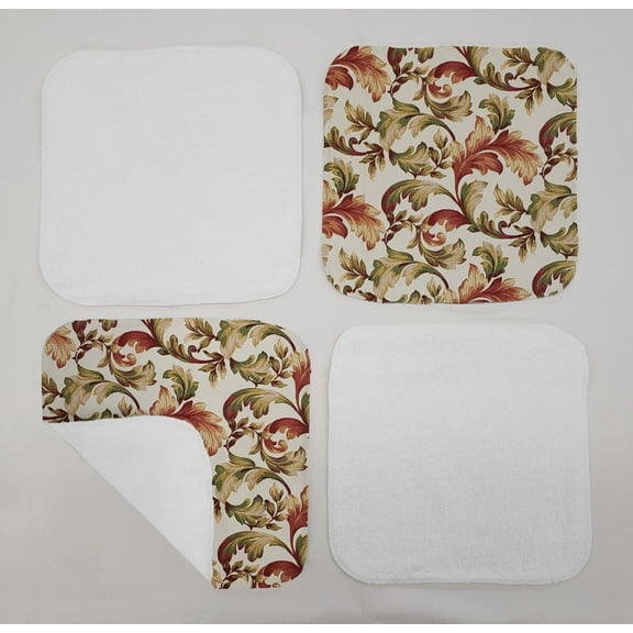 Autumn Fall Floral Leaves Washcloths (Set of 4) (Towel Color: White)