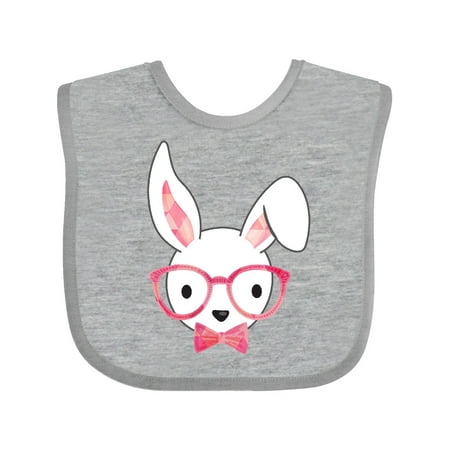 

Inktastic Cute Hipster Bunny Pink Gift Baby Boy or Baby Girl Bib