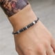 thumbnail image 3 of Pulsera Hombre Cuero Acero Inoxidable Pulsera Trenzada Plata Abalorios Resistentes al Agua y Cierre Acero Inoxidable Grabado Hipoalergénico Idea Regalo para Hombre Cumpleaños Navidad, 3 of 5