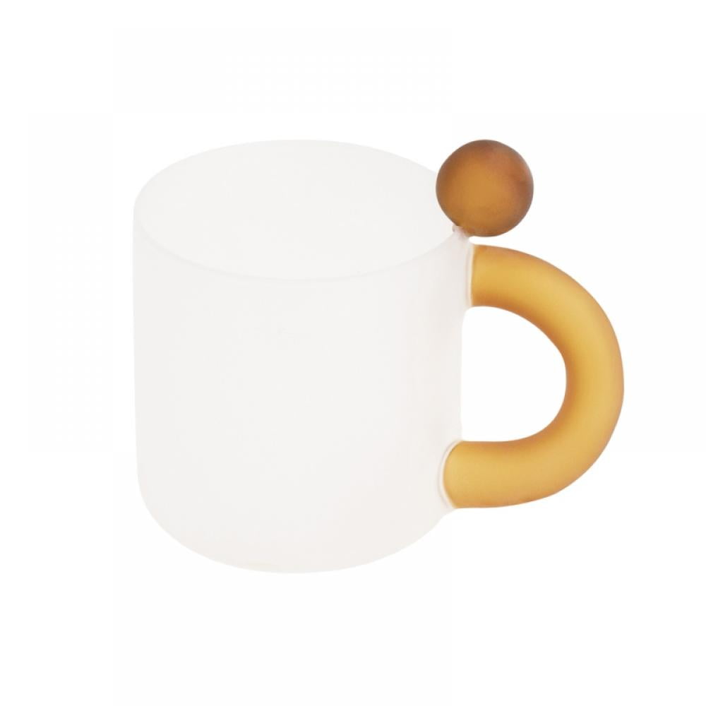 yaocoral 12 oz Kawaii Mug Peach Glass Cup with Measurements,Glass Coffee Mug Cup with Handle for Coffee,Latte,Juice,Milk,Yogurt,Dessert,Tea