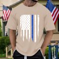 thumbnail image 2 of YDLCAFD T-Shirt Homme Jour de l'Indépendance Été Manches Courtes Haut Rayé Bleu Imprimé Drapeau Mode Style Décontracté de Rue, 2 of 6