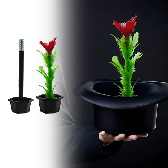 Cyber&Monday Deals 2024 Yanzu Special Conjuring Wand & Flower Pot Kit, Kids Festival Props for Performance, Conjuring Flower Pot Set with Stick and Flower, Magic Trick Kit for Children