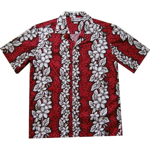 Floral Flowers Leis Panel Hawaiian Shirt Red (XL) W59 - Walmart.com