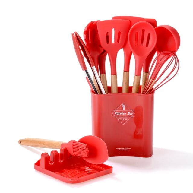 Ensemble de 11 Pcs en Silicone Résistant à la Chaleur Outils de Cuisine Batteur à Œufs